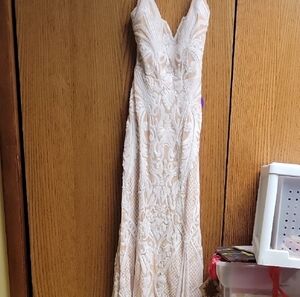 Windsor Cream Asymmetrical Lace Dress
